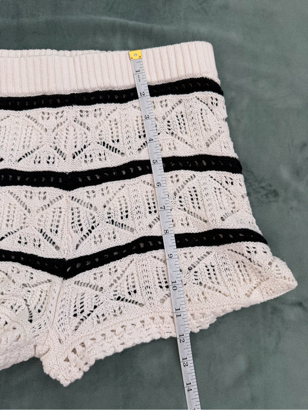 L*Space Crochet Knit Shorts Cover Up White Black Cotton Beach Swim Size Small - Picture 5 of 6